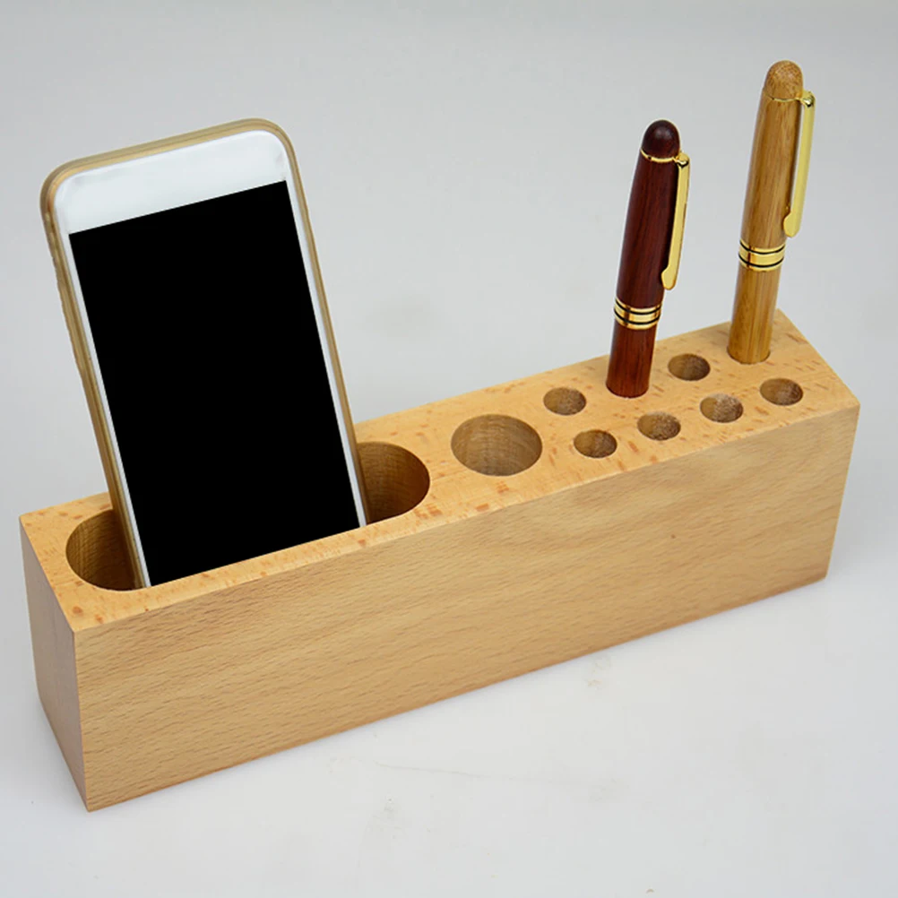 

Solid Wood Holder Stationery Organizer Creative Stationery Organizer Desk Decor Home Office Supplies Wooden Pencil Case
