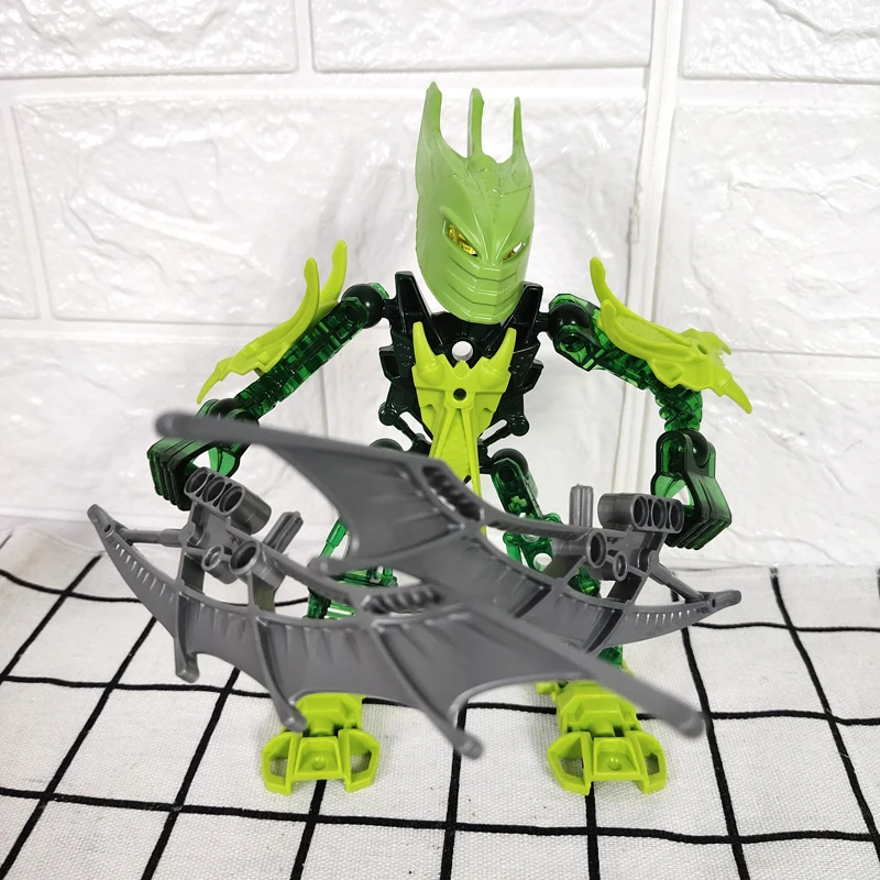 Rapid Warrior Jungle Fighter Model Toy Display Stand Biochemical Soldier Tahu Magnetic Building Blocks Children's Educational...