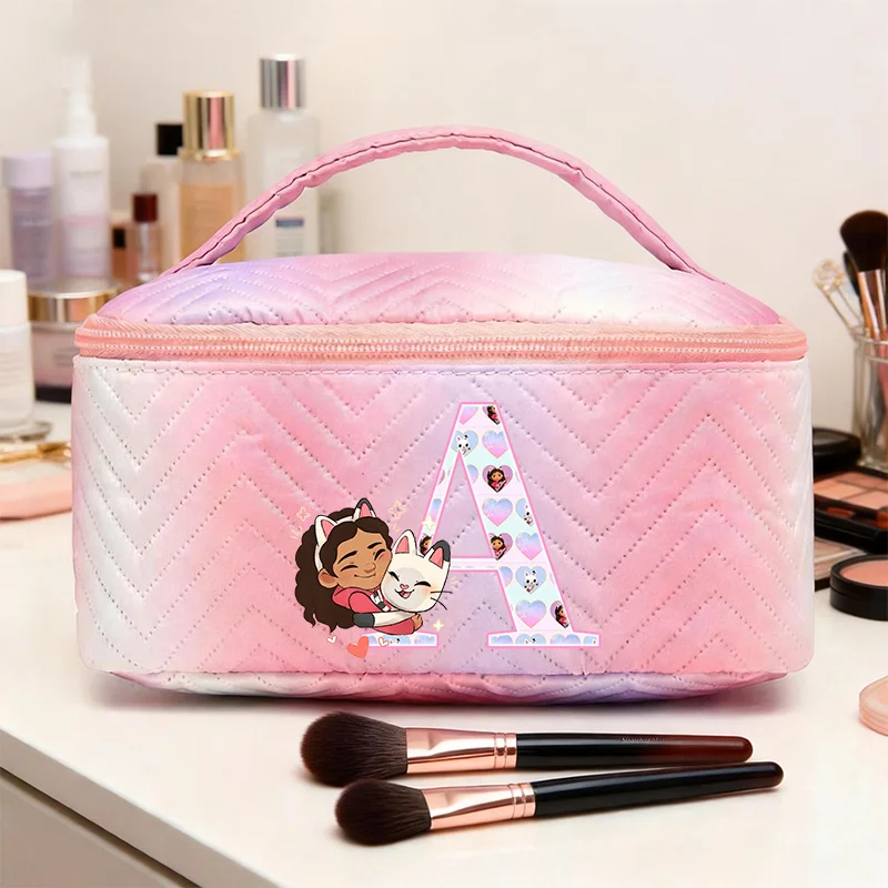 

Кукольные домики Gabbys, милая косметичка для женщин, большая косметичка на молнии с градиентной надписью A-z, дорожная косметичка для хранения туалетных принадлежностей, пакет для стирки