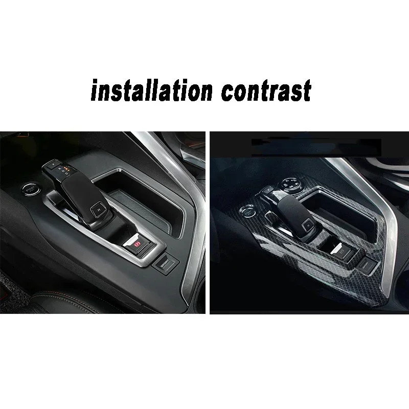 carbon fiber Car Center Console Gear Shift Panel Cover Chrome Decoration for Peugeot 3008 5008 2017 2018 2019 2020 2021 gt auto