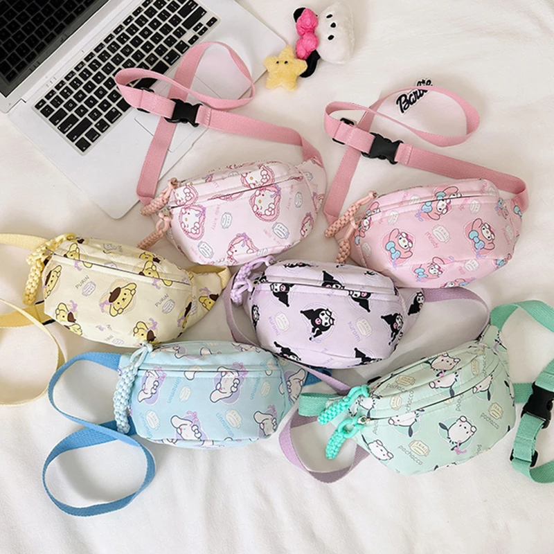 Bolso cruzado de dibujos animados para niñas, bolsa de hombro bonita, monedero informal, Kuromi My Melody Cinnamoroll