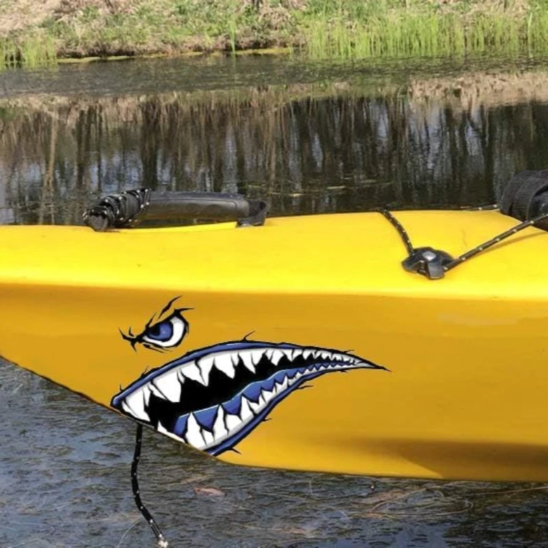 2 قطعة أسنان القرش الفم قارب ملصقات مقاوم للماء DIY بها بنفسك قارب صيد قوارب الكاياك الزورق سيارة شاحنة واقية من الشمس تعديل شارات الفينيل #3
