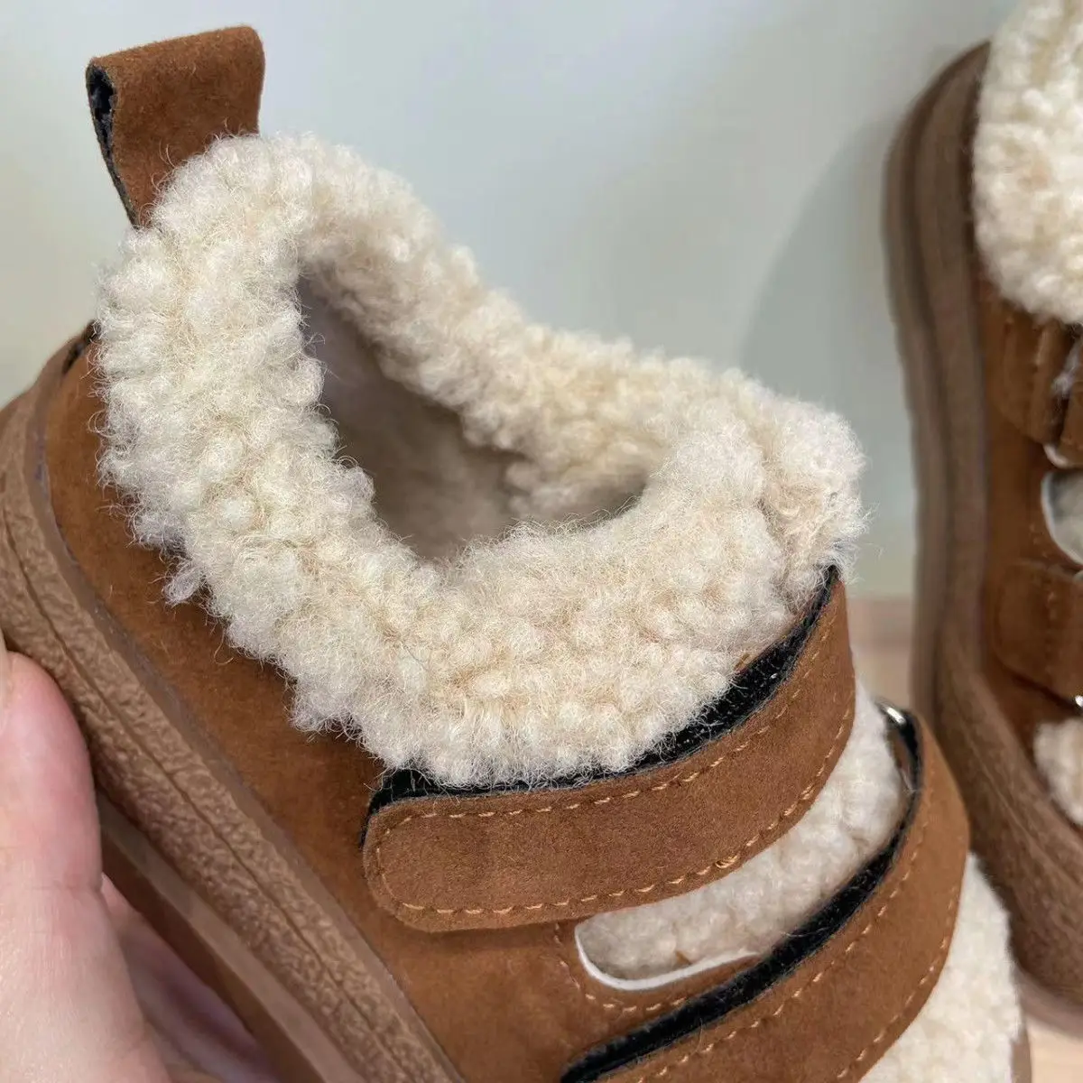 Botas de felpa para bebé y niña, zapatos cálidos informales de suela suave, botines de invierno