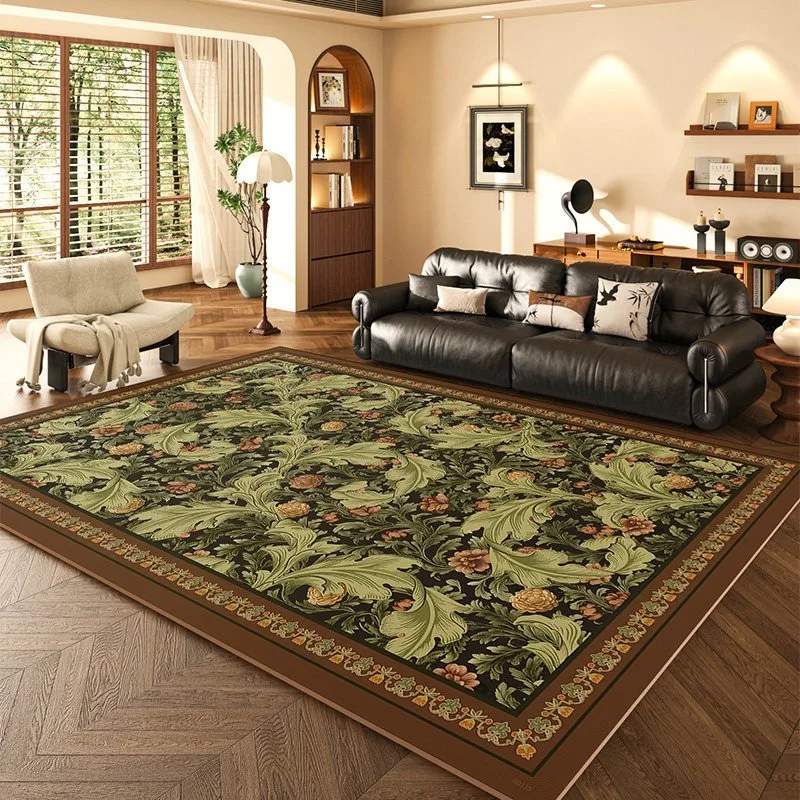 Retro Green Plants Carpet PVC Leather Kitchen Foot Mats Anti-slip Durable Floor Mat Oil-resistant Washable Easy Clean Rug Tapis