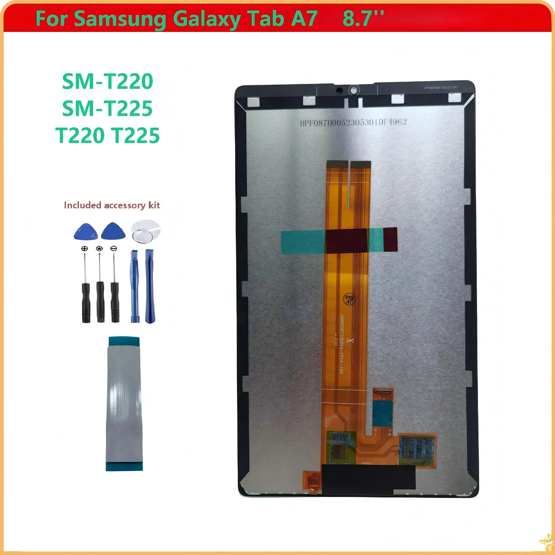 

Для Samsung Galaxy Tab A7 8.7'' SM-T220 SM-T225 T220 T225: Дисплей LCD с тачскрином и стеклом в сборе, запчасти для ремонта