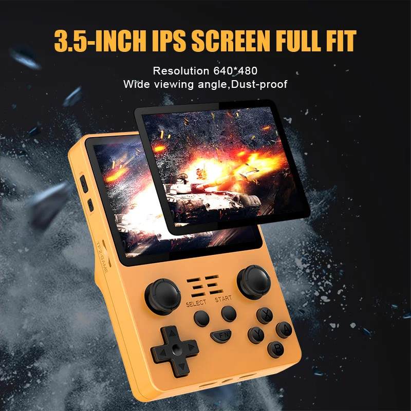 POWKIDDY New RGB20S Handheld Game Dual Card Console Retro Open Source System RK3336 3.5-Inch 4:3 IPS Screen Built-in 20000 Games