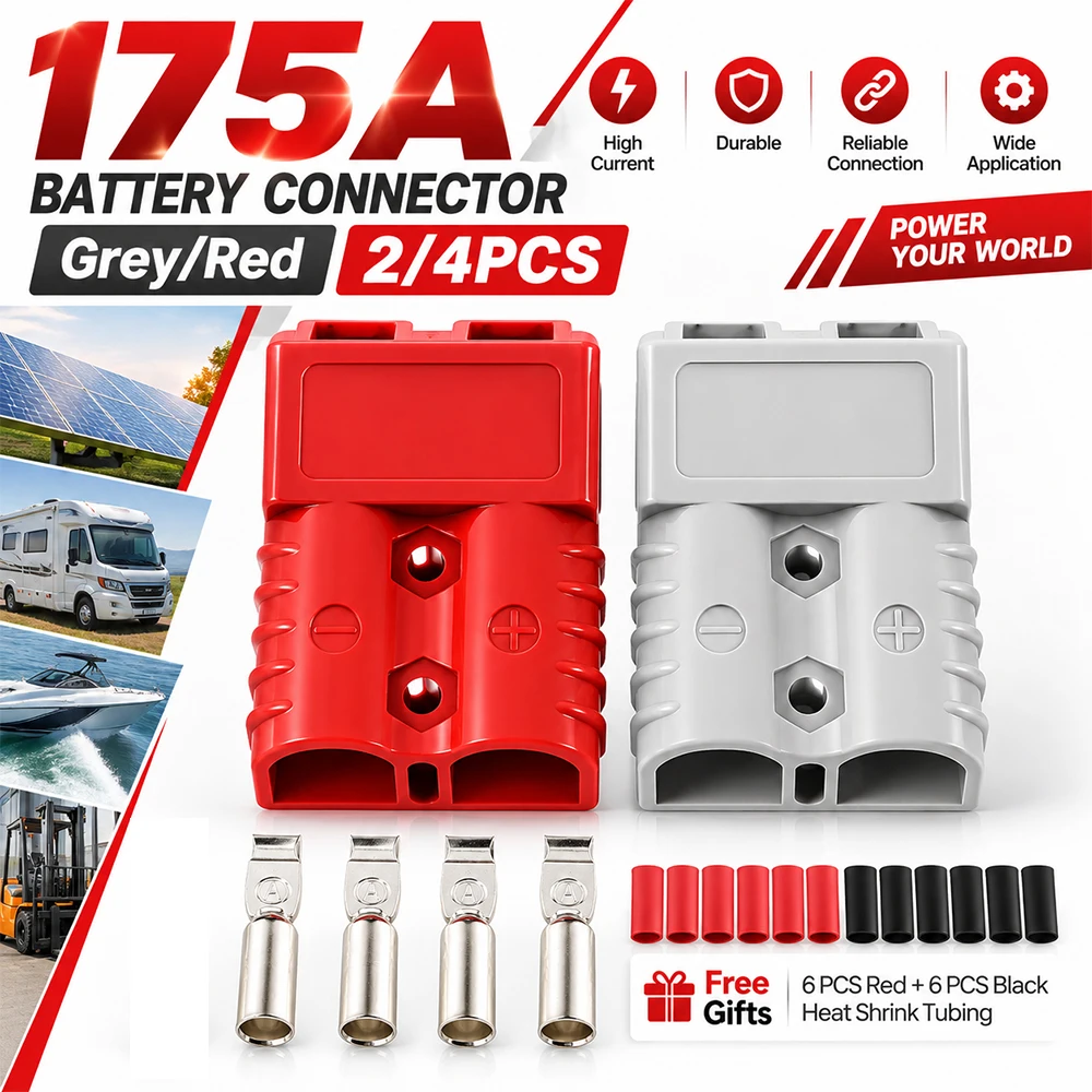 175AMP 1/0AWG Battery Quick Connect/Disconnect Power Double Pole Connector Plug Kit 12v-36V Winch Wiring Kit for Cable RV Truck