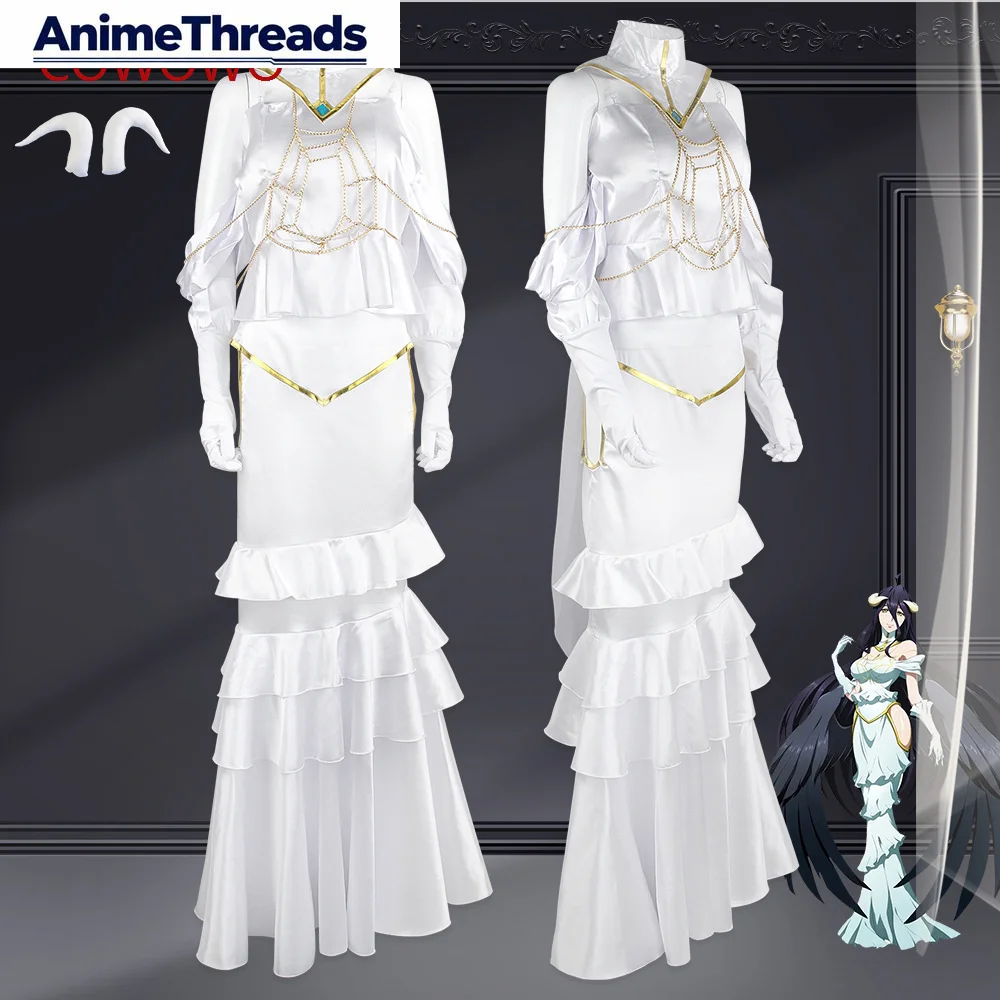 

Костюм для косплея Альбедо из аниме «Оверлорд», белое платье, наряд для Хэллоуина, Рождества, карнавальных вечеринок, одежда для косплея