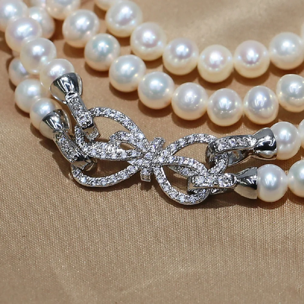 Double layered necklace AAAA8-9mm natural akoya  pearl necklace 16-18in/18-20in