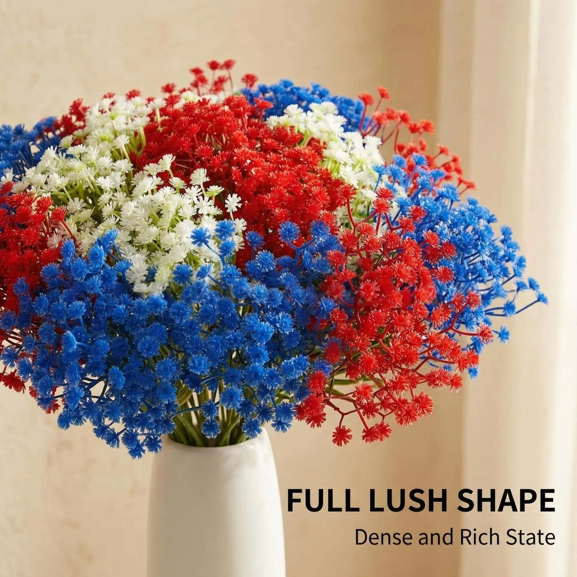 30PCS Mixed Color Patriotic Artificial Gypsophila Flowers, Fake Red White Blue Baby Breath for 4th of July - Party Home Deco - view 3