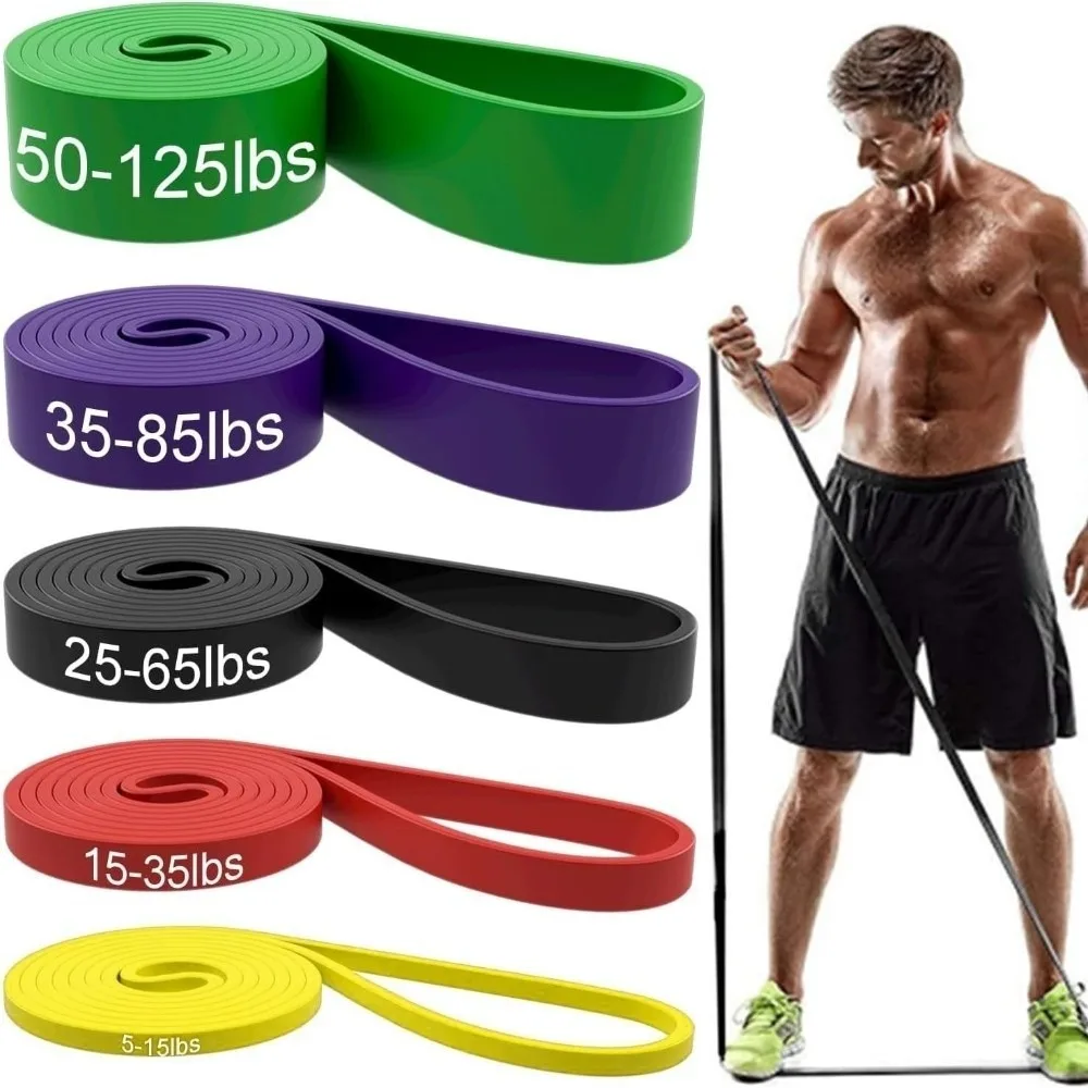 Image of TPE Widerstandsbänder Set 5~120lbs Latex Elastische Gummiband-Schlaufen Hochbelastbare Krafttraining Workout Expander Fitness