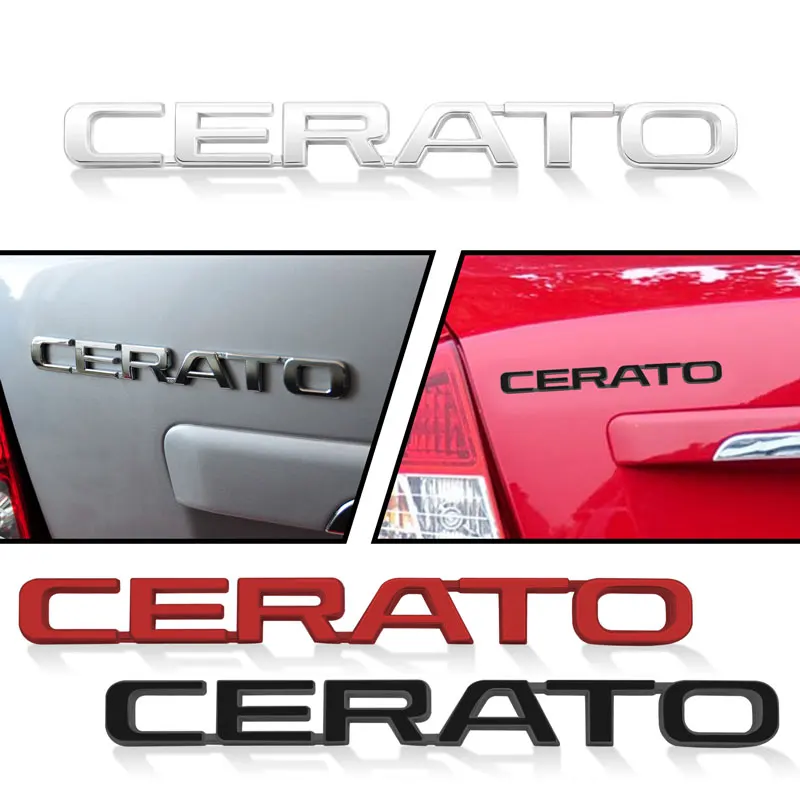 

3D Chrome Metal Car Styling CERATO Letter Logo Emblem Car Tail Side Bumper Trunk Sticker Decals Decor Auto Accessories