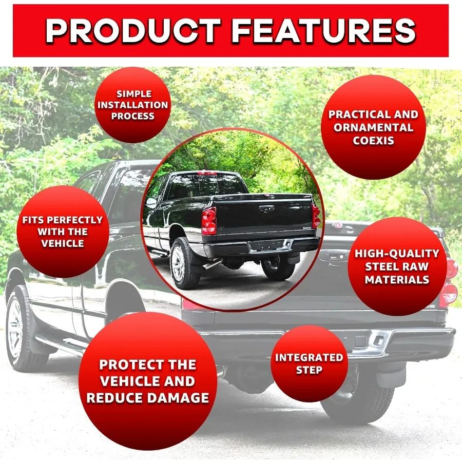 مجموعة المصد الخلفي من الفولاذ لـ 2002-2008 دودج رام 1500 2003-2009 دودج رام 2500 3500 HD استبدال المصد الخلفي الأسود #4