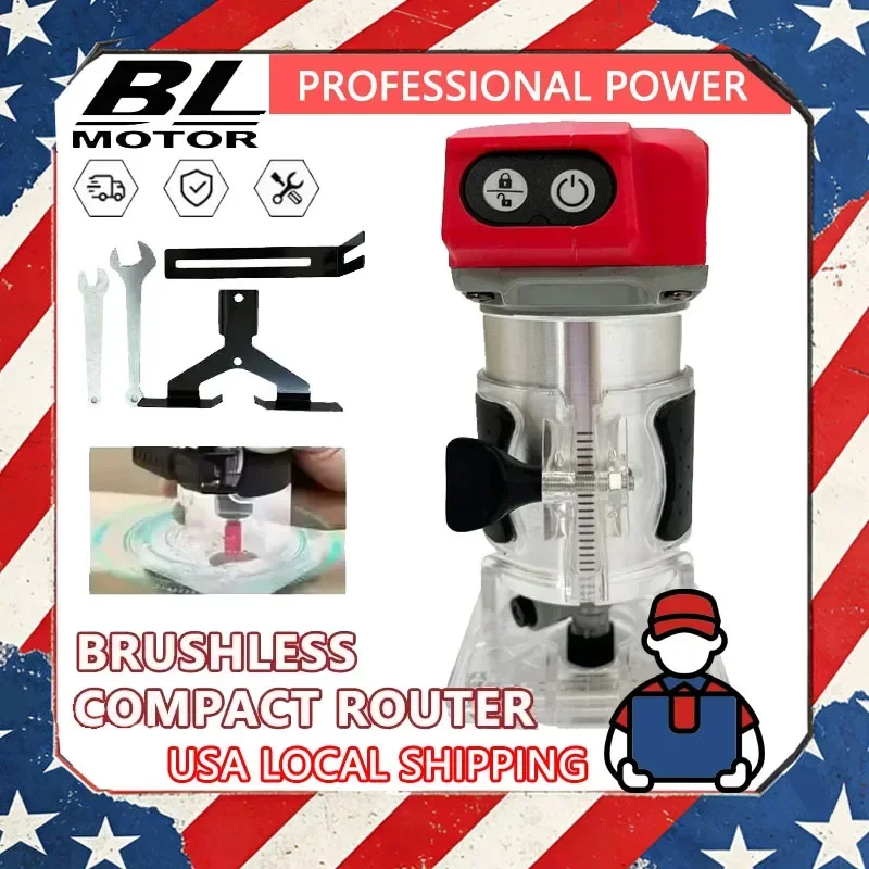For Milwaukee Brushless Electric Trimmer 800W 30000RPM Cordless Compact Router 5-Speeds Woodworking Trimming Machine 18V Battery