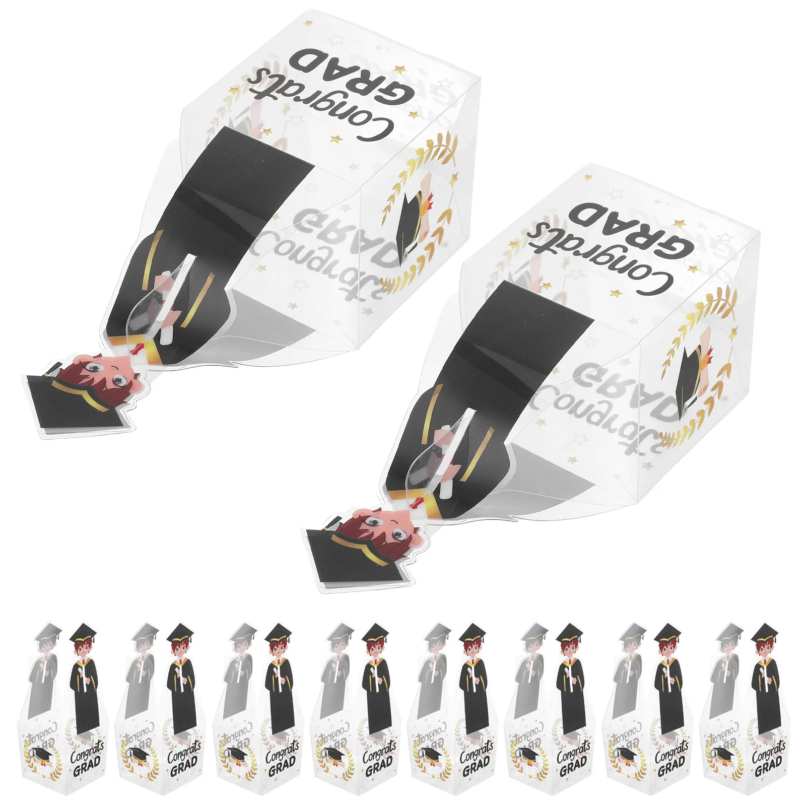 

20Pcs Graduation Decor Boxes Transparent Treat Boxes for Grad Party Favors Graduation Season Table Centerpieces Easy Assembly