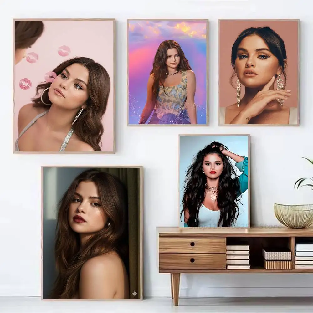 1pc Singer Selena Gomez Actress Poster Sticker Print Waterproof Wall Art For Living Room Bedroom Home Decor