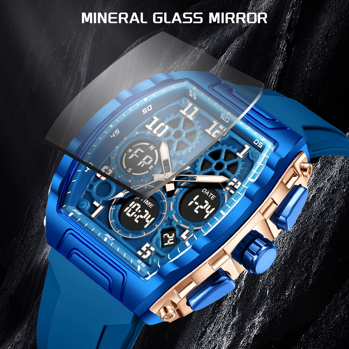 

New LIGE Fashion Men's Electronic Watch Sports Multi functional Waterproof LED Night Light Men's Electronic Clock Casual Watch