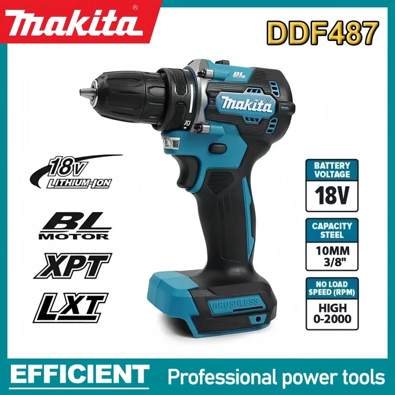 

Makita DDF487 18V Cordless Brushless Electric Drill Driver Compact High Torque LXT Electric Variable Speed Brushless Motor Tool