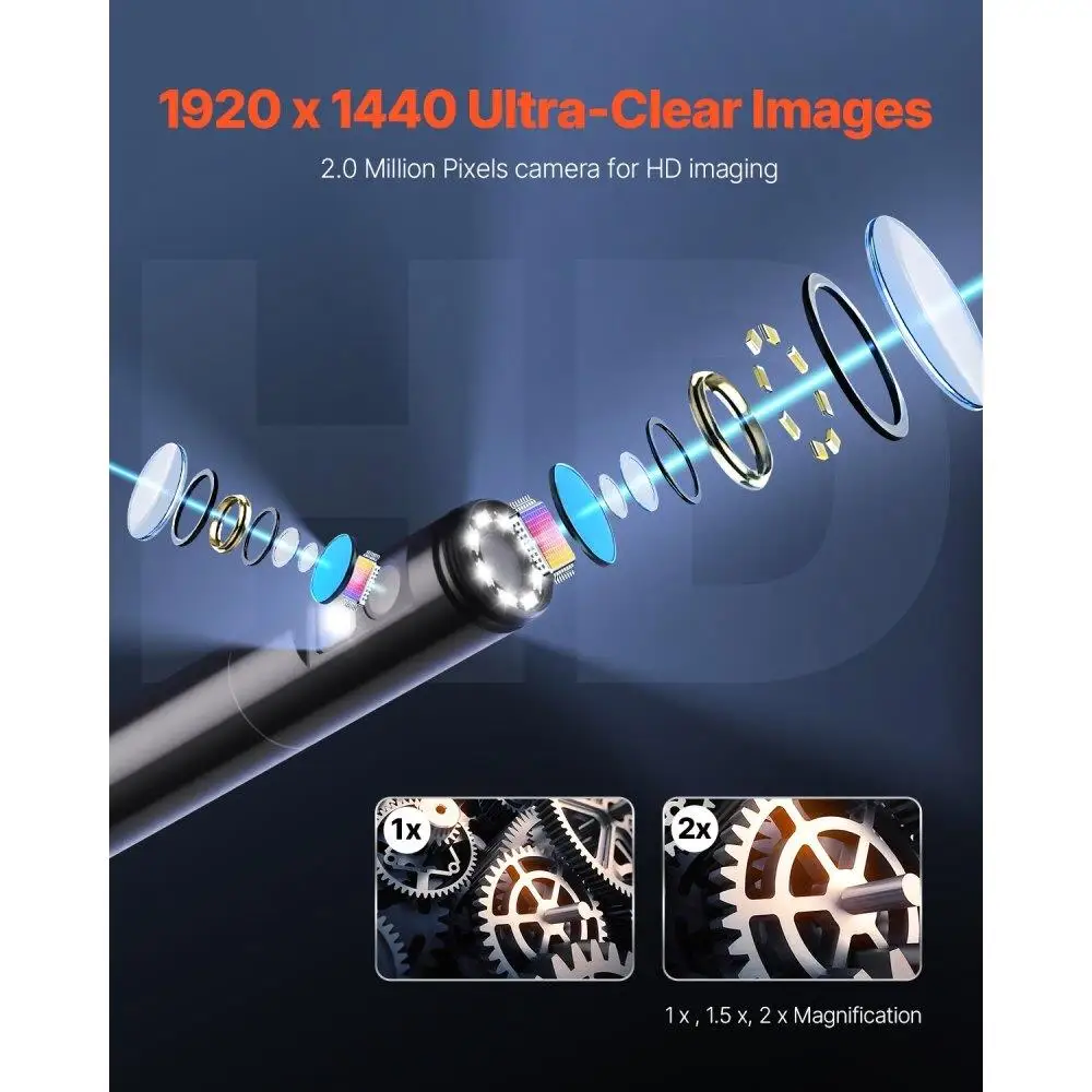 Dual Lens Endoscope Inspection Camera for android IOS 16.4FT Flexible Snake Cable