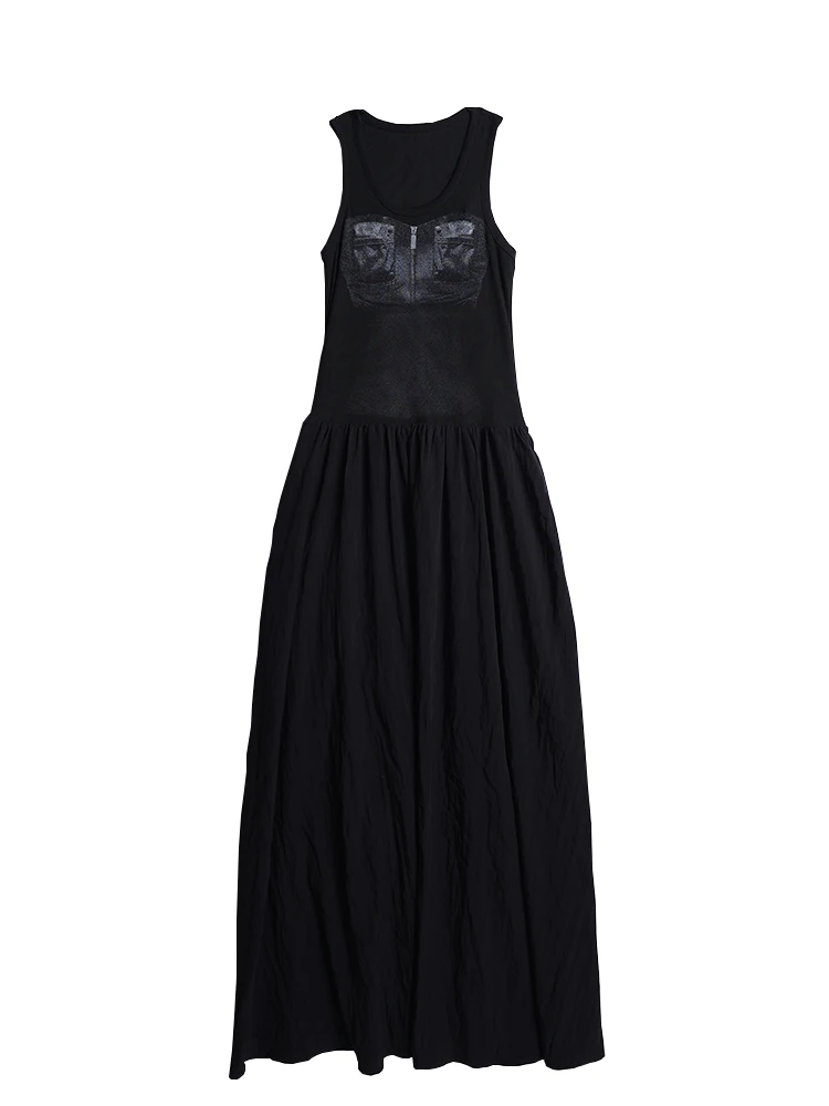   Vestido de Verano con Estampado Novedoso, Falda de Cintura Alta Estilo Hada, Vestido Adelgazante Tipo Paraguas