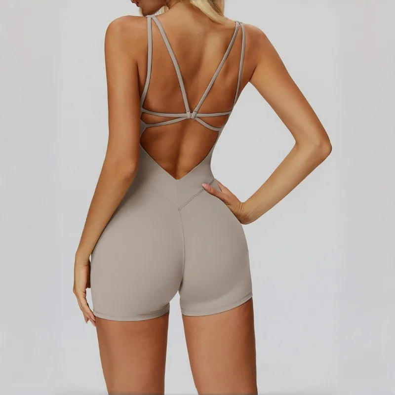 

Женская матовая одежда для йоги, облегающий цельный комбинезон с перекрестной спинкой, одежда для бега на открытом воздухе, спорта, отдыха и фитнеса