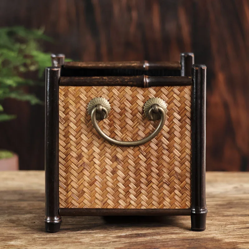 Handmade Purple Bamboo Weaving Stove Tea Making Home Indoor Tea Set Carbon Stovs, Baking Fire Antique Style Protective Frame