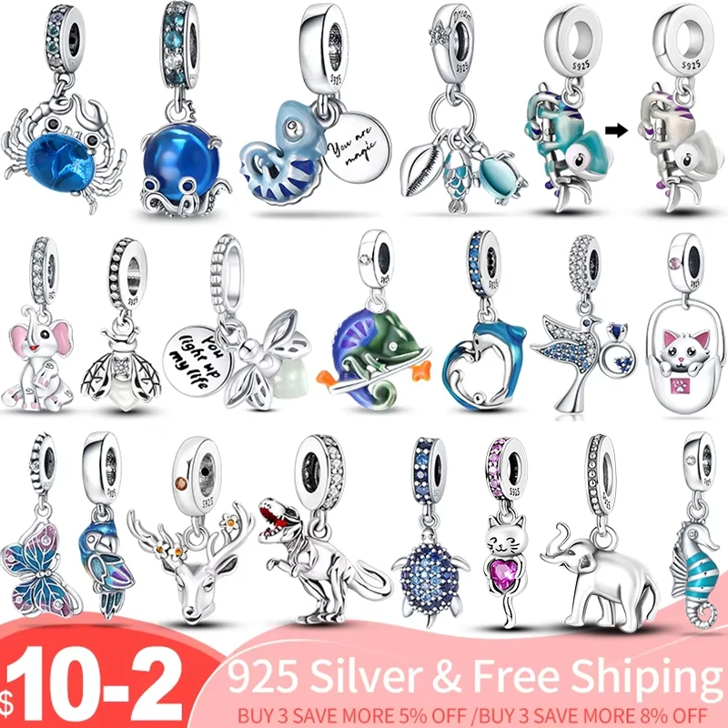 Charm plata de ley 925 original forma de animal colgante cuentas se adapta a Pan pulsera original collar 925 joyería de plata DIY nuevo en