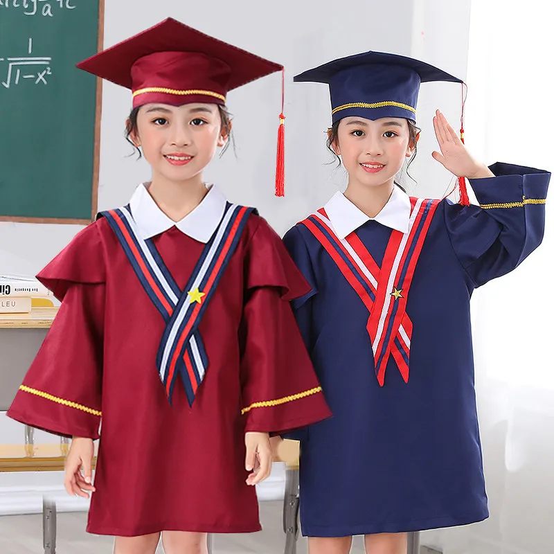 

Kids Boys Girl School Graduation Gown Robe Caps School Uniforms Doctoral Tassels Cosplay Costumes Bachelor Cloak Graduation Suit