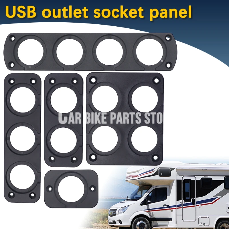 

1 2 3 4 Hole USB Outlet Socket Panel Black ABS Housing Holder Kit Mounting for Car Boat Truck Dashboard Cigarette Lighter Socket