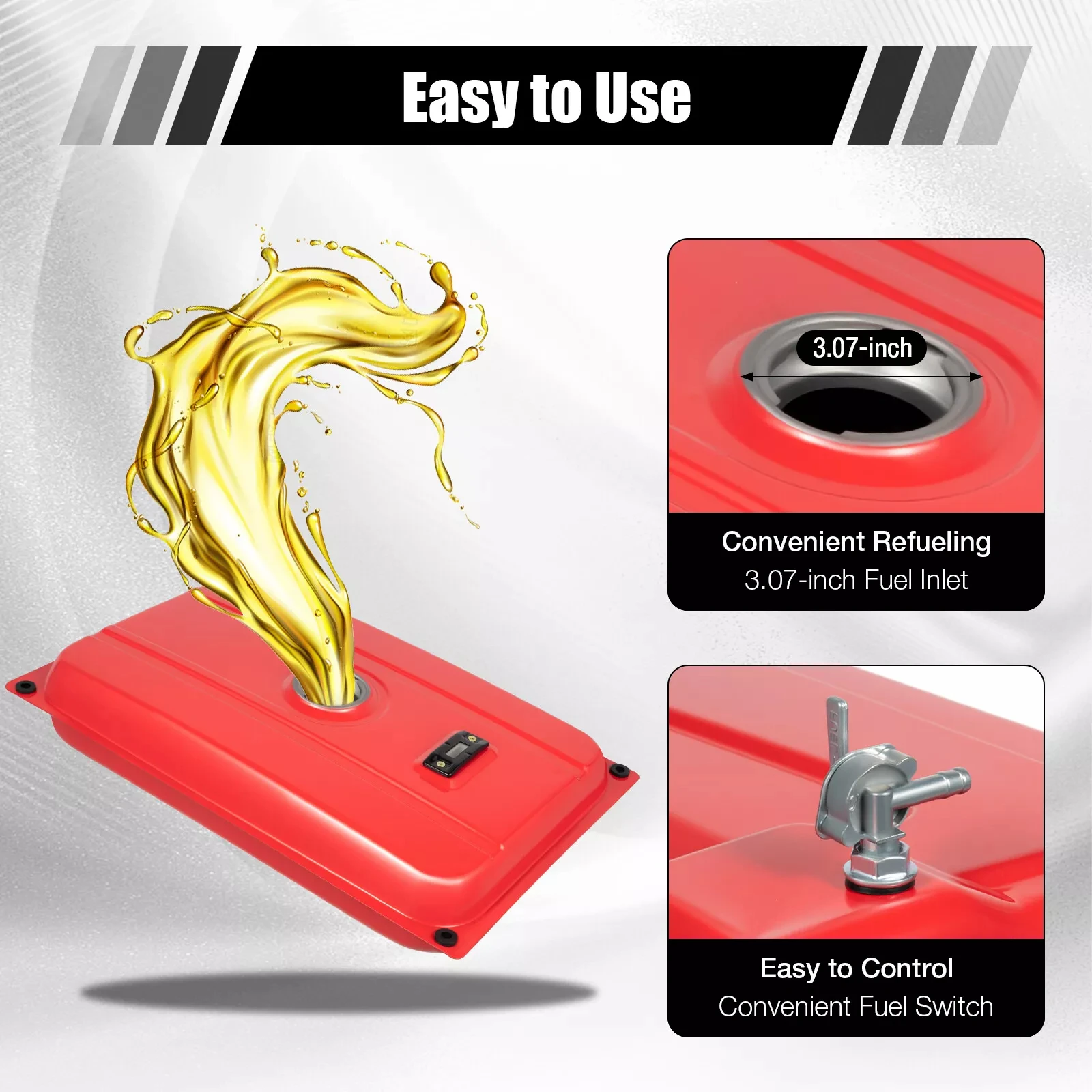 

Red 5-Gallon Universal Gas Fuel Tank for Generator with Chrome Cap and Petcock Valve