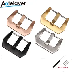 16 18 20 22 24 26 mm 304L Stainless Steel Buckle Belt Silicone Watch Strap Buckle Frosted Wire Drawing Watch Clasp Accessories