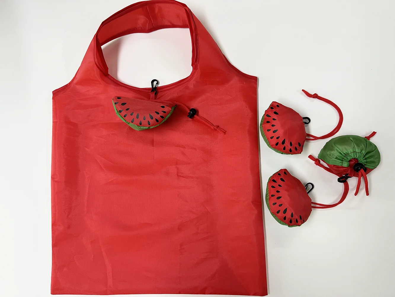 حقيبة تسوق بطيخ رائعة وقابلة لإعادة الاستخدام وسهلة الطي معاد تدويرها حقيبة فواكه بوليستر محمولة راقية للإعلان