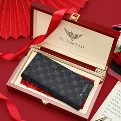 Long Men's card bag bank card wallet male long light luxury brand wallet new business ultra-thin card bag to send boyfriend