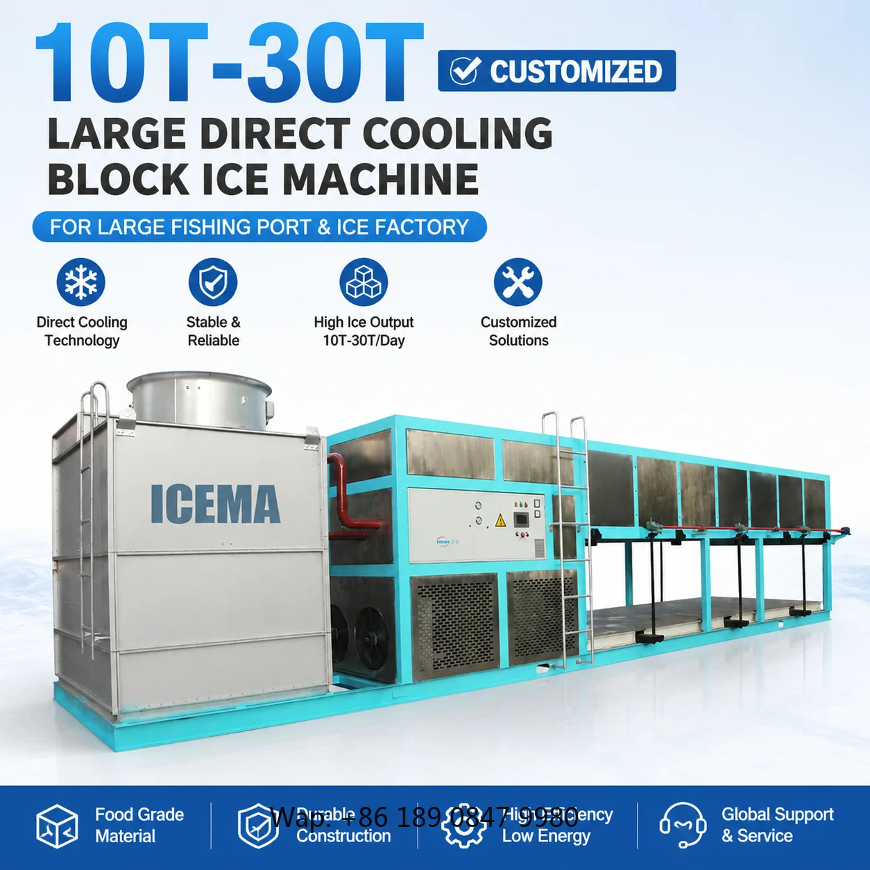 【Hot】10T-30T Customized Large Direct Cooling Block Ice Machine for Large Fishing Port & Ice Factory