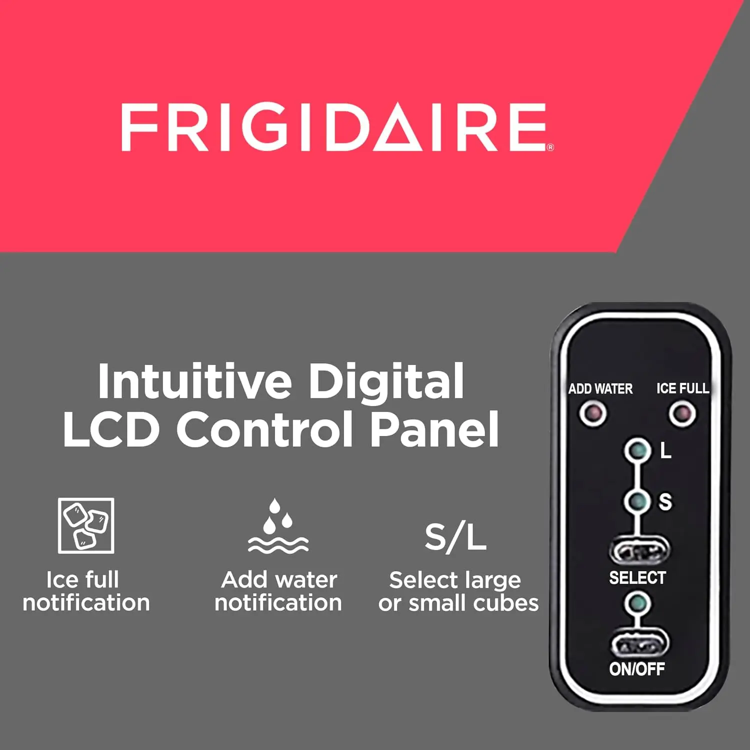 Frigidaire コンパクトカウンタートップ製氷機、26 ポンドまで作れます。 1日あたりの弾丸型アイスキューブ、シルバーステンレス