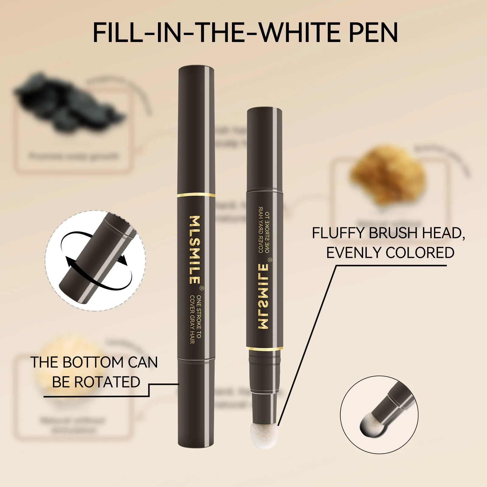 Temporary Hair Dye Pen Black Hair Coloring Covered White Hairs Hairline Disposable Lipstick Hair Dye Stick Hair Roots Touch Up