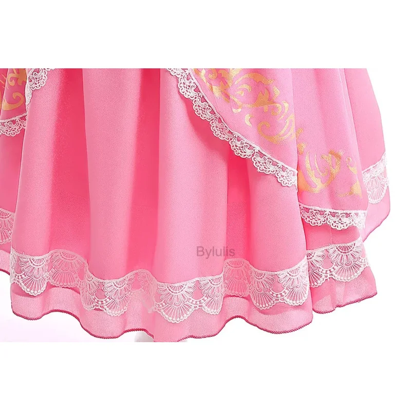 Vestido de princesa Peach, disfraz para niñas, juego de rol, Cosplay, trajes de fiesta de cumpleaños para niños, disfraces de Carnaval y Halloween