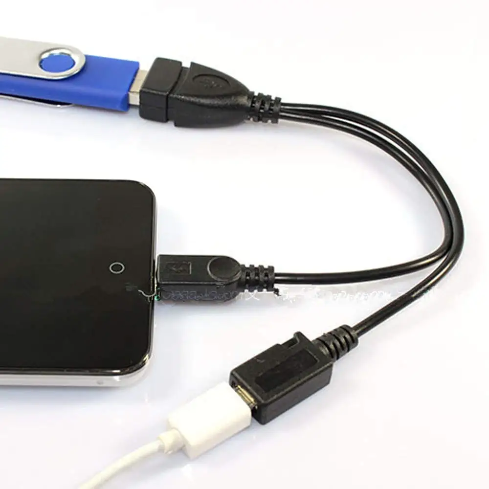 1 In 2 OTG Micro Usb Host Power Y Splitter Usb Adapter To Mirco 5 Pin Male Female Cable Durable Micro USB OTG Cable