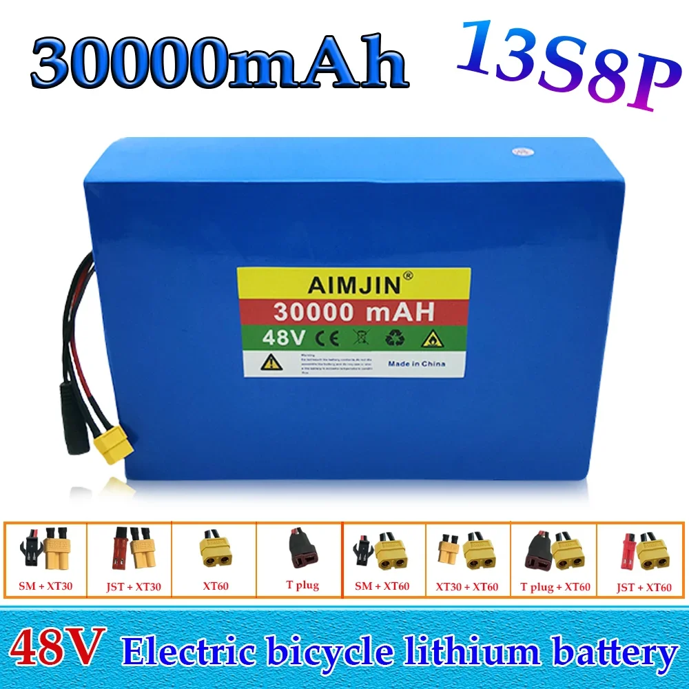 

Lithium 18650 13S8P Battery Pack 1000W 48V 30000mAh Battery Electric Bicycle Battery Built-in 50A BMS