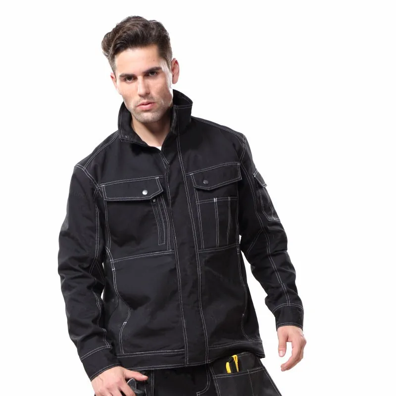 Men's Black Workwear Clothes Work  Jacket Work Wear With Reflective Tapes Working Clothing