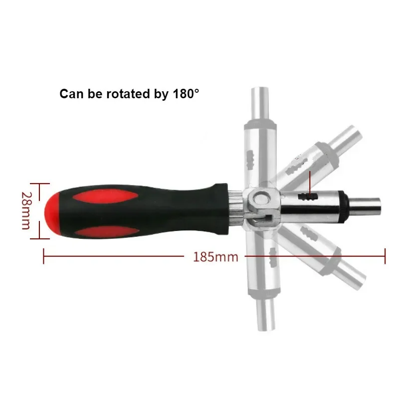 Can Be Turned Left and Right 1/4 Inch Hex Interface Multi-function Ratchet Screwdriver Angle Variable 0-180 Degrees
