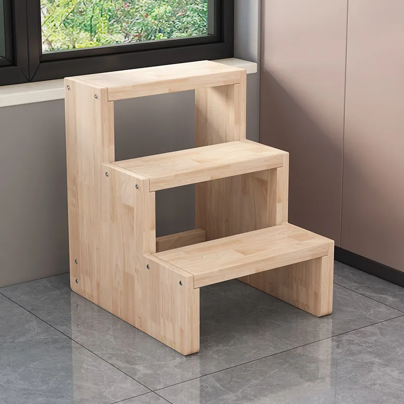 Thickened oak staircase solid wood multi-layer ladder stool climbing ladder balcony bay window storage step combination cabinet