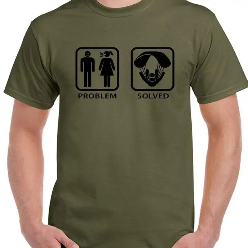 Skydiving T Shirt Skydive Problem Solved Mens Funny Skydiver Free Fall Para