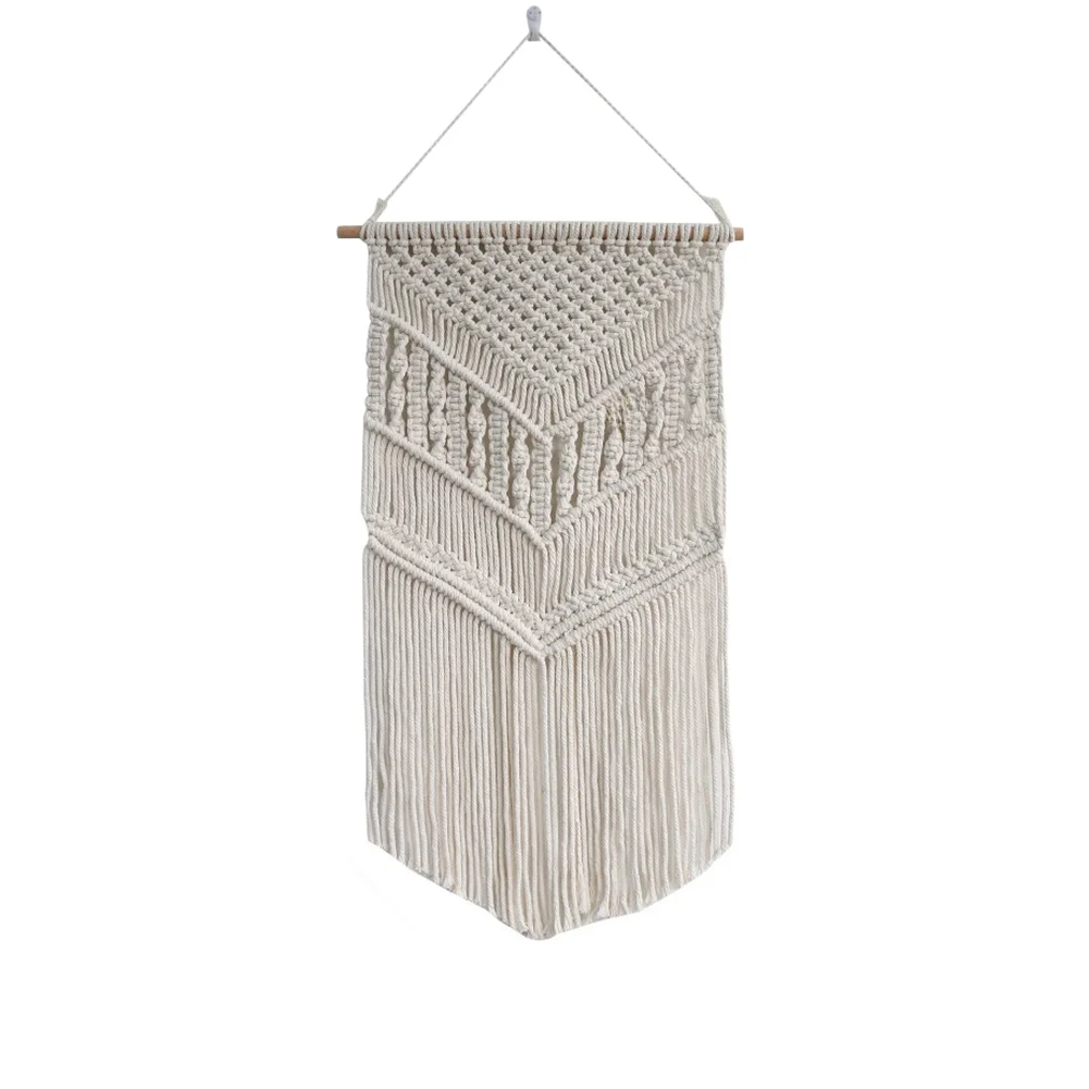 Bohemian Handwoven Cotton Wall Tapestry Nordic Style Home Decor for Living Room Bedroom Study Beige 78x45cm 75x40cm