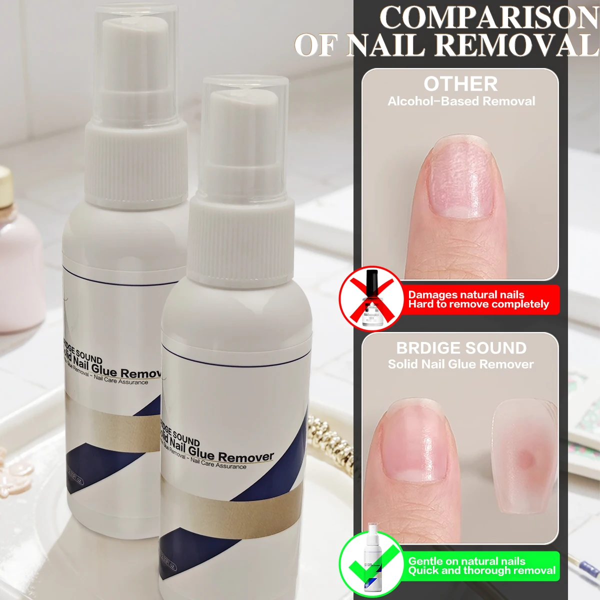 2fl. Dissolvant de colle solide pour ongles, facile à enlever sur les faux ongles, formule améliorée, douce, retrait rapide des années 15, oz