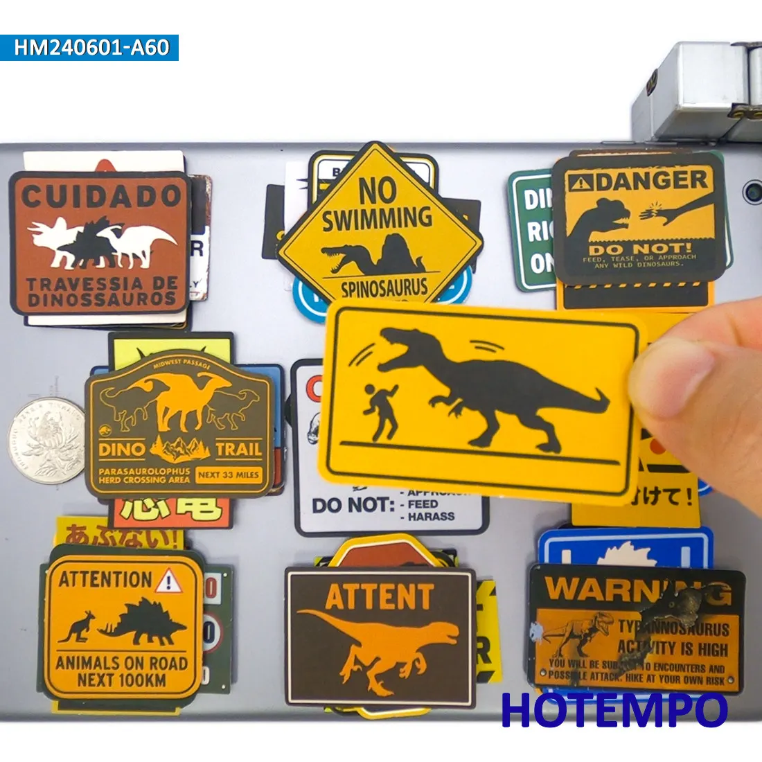 Beware Dinosaurs Stickers, Funny Slogan, Caution Tips, Warning Danger, for DIY Creative Decoration, Sticker Toys, 20/30/60PCS