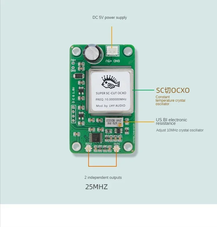 Nvarcher 10MHz-160MHz Frequency Upgrade SC Cut OCXO Thermostatic Crystal Clock Board Two Way Output