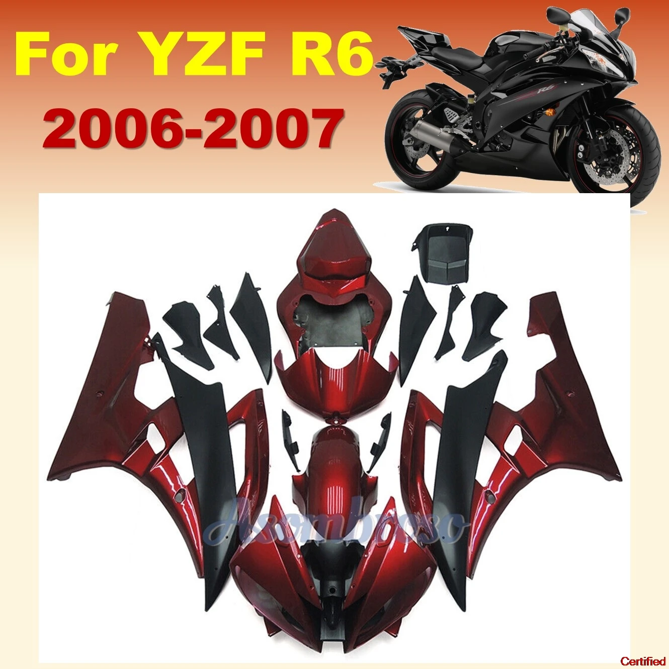 

New ABS Plastic Fairing Kit Fit for Yamaha YZF R6 2006 2007 YZFR6 07 06 YZF-R6 Dark Red Motorcycle Bodywork set