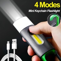 Mini Portable LED Keychain Flashlights COB Side Lamp Type-C Rechargeable 4 Lighting Modes Torch Outdoor Camping Emergency Lamp