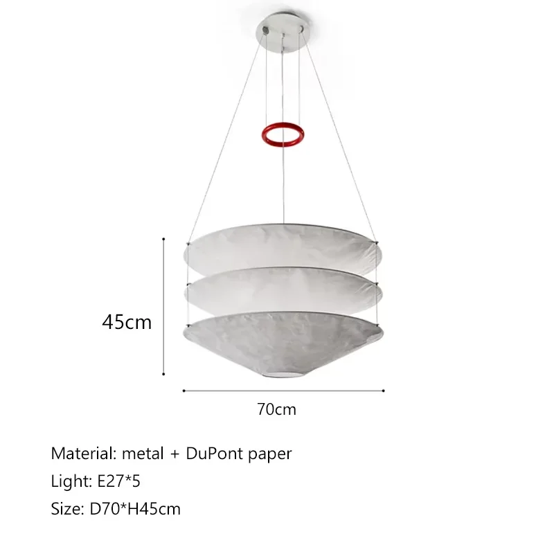 HomeLover Wabi Sabi Tyvek Papier-Pendelleuchte, Decke, hängende Hutlampe, verstellbarer Lift, Art-Deco-Lampe, Loft, Esszimmer, Bar, Hängeleuchte 4